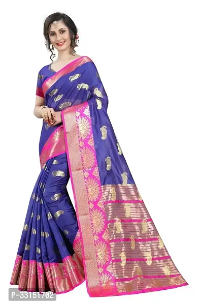 Stylish Lavender Silk Blend Saree With Blouse Piece For Women