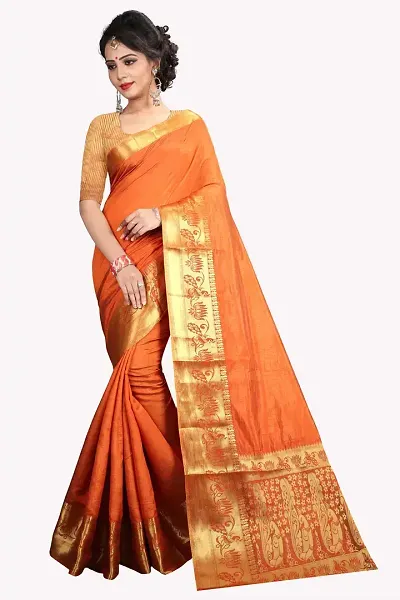 Attractive Silk Blend Saree with Blouse piece 