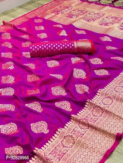 Elegant Multicoloured Silk Blend Saree with Blouse piece For Women-thumb0