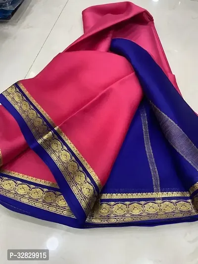 Elegant Multicoloured Silk Blend Saree with Blouse piece For Women-thumb0