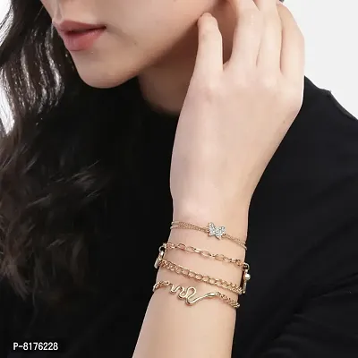 Jewels Galaxy Set of 4 Gold-Plated Link Bracelets cum Anklets