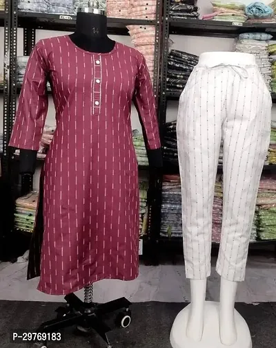 Simple And Trendy Maroon Cotton Kurta Bottom Set For Women