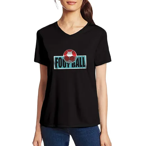 Womens Football V Neck Half Sleeves Sports, Game, Football, Soccer Tees and Tshirts (Black_XX-Large)