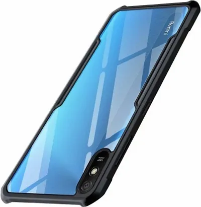 CELZO Ultra Thin Shock Proof 4 Sides Protection Clear Transparent Back Cover Case with Black Border for Redmi 9A - {Transparent/Black}