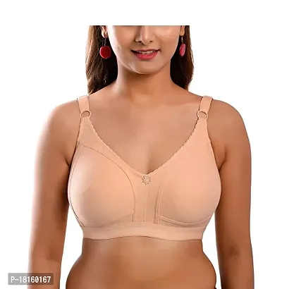 Stylish Peach Cotton Solid Bras For Women