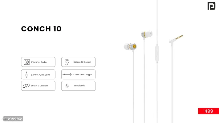 Stylish White In-ear Wired - 3.5 MM Single Pin Headphones With Microphone Pack of Single-thumb0