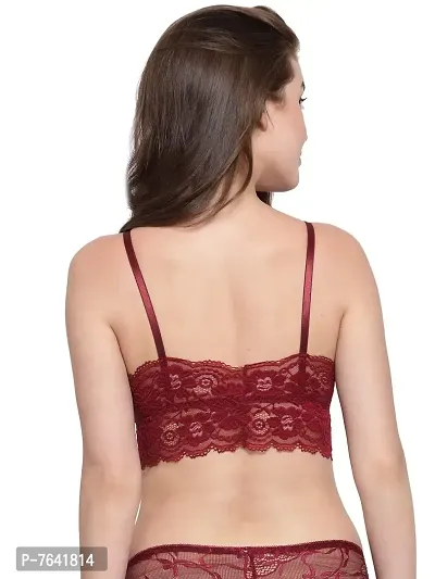 Quttos Women's Poly Cotton Padded Bralette Bra (QT-SB-5145-MAH_Maroon_Free Size)-thumb2