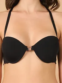 Stylish Black Polyester Solid Bra And Panty Set For Women-thumb3