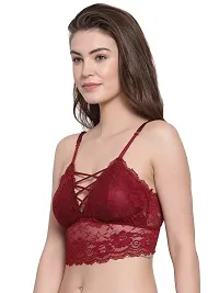 Quttos Women's Poly Cotton Padded Bralette Bra (QT-SB-5145-MAH_Maroon_Free Size)-thumb3