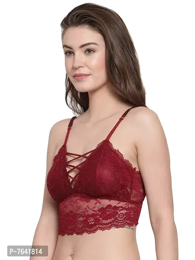 Quttos Women's Poly Cotton Padded Bralette Bra (QT-SB-5145-MAH_Maroon_Free Size)-thumb4