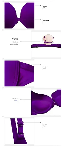 Stylish Purple Polyester Spandex Solid Front Open and Remove Bra Set For Women-thumb2