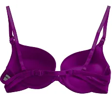 Stylish Purple Polyester Spandex Solid Front Open and Remove Bra Set For Women-thumb1