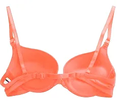 Stylish Peach Polyester Spandex Solid Front Open and Remove Bra Set For Women-thumb1