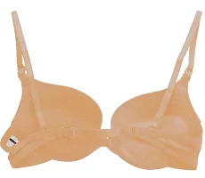 Stylish Beige Polyester Spandex Solid Push-Up Bras For Women-thumb1