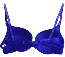 Stylish Blue Polyester Spandex Solid Push-Up Bras For Women-thumb1