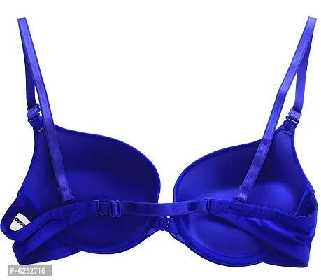 Stylish Blue Polyester Spandex Solid Push-Up Bras For Women-thumb2