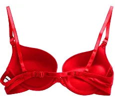 Stylish Red Polyester Spandex Solid Push-Up Bras For Women-thumb1