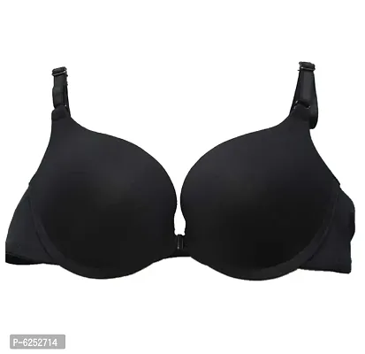 Stylish Black Polyester Spandex Solid Push-Up Bras For Women