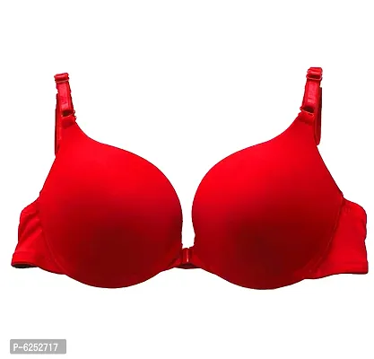 Stylish Red Polyester Spandex Solid Push-Up Bras For Women