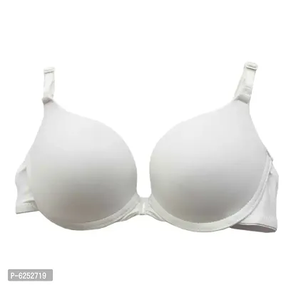 Stylish White Polyester Spandex Solid Push-Up Bras For Women