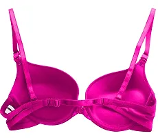 Stylish Pink Polyester Spandex Solid Push-Up Bras For Women-thumb1