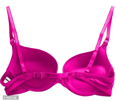 Stylish Pink Polyester Spandex Solid Push-Up Bras For Women-thumb2