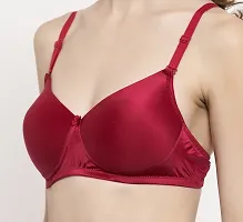 Stylish Maroon Polyester Blend Solid T-Shirt Bras For Women-thumb3