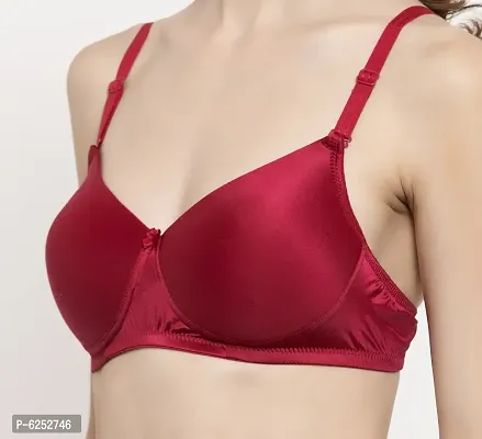 Stylish Maroon Polyester Blend Solid T-Shirt Bras For Women-thumb4