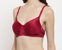 Stylish Maroon Polyester Blend Solid T-Shirt Bras For Women-thumb1