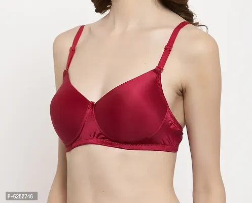 Stylish Maroon Polyester Blend Solid T-Shirt Bras For Women-thumb2