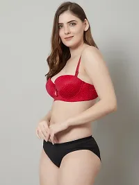 Stylish Red Printed Lingerie Set For Women-thumb2