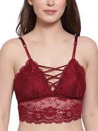 Quttos Women's Poly Cotton Padded Bralette Bra (QT-SB-5145-MAH_Maroon_Free Size)-thumb4