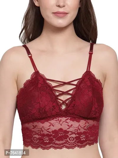 Quttos Women's Poly Cotton Padded Bralette Bra (QT-SB-5145-MAH_Maroon_Free Size)-thumb5