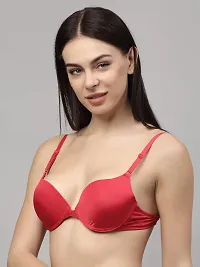 Quttos Women's Cotton Polyester Heavily Padded Wired Perfect Front Closure Pushup Bra (Red)-thumb2