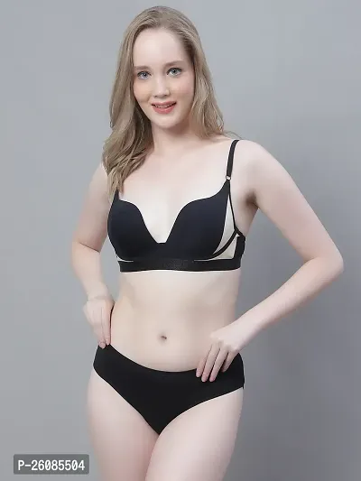Buy Stylish Black Solid Bra And Panty Set For Women Online In India At  Discounted Prices