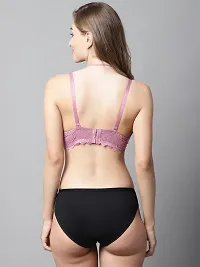 Stylish Pink Solid Bra And Panty Set For Women-thumb1