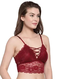 Quttos Women's Poly Cotton Padded Bralette Bra (QT-SB-5145-MAH_Maroon_Free Size)-thumb2