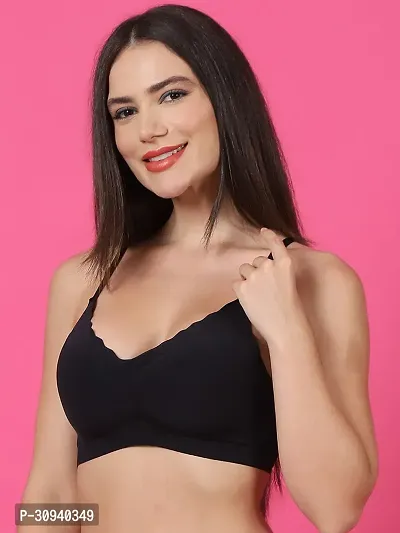 Stylish Black Nylon Solid Bras For Women-thumb3