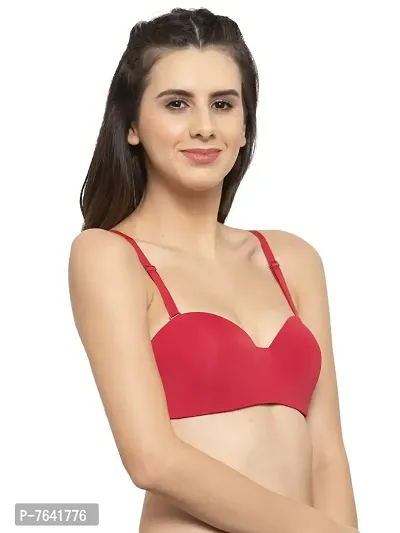 Buy Quttos Red Solid Polycotton Push-Up Bra For Women (QT-BR-FO