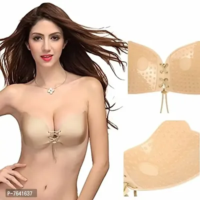 Quttos PrivateLifes New Definition for Freedom Invisible Adhesive Pushup Bra. (32, Beige)-thumb5