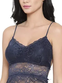 Quttos Women's Poly Cotton Lightly Padded Bralette Bra with Removable Pads (Blue, Free Size)-thumb3