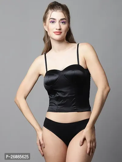 Stylish Black Solid Bra And Panty Set For Women-thumb0