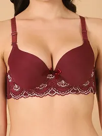 Stylish Maroon Polyester Solid Bra And Panty Set For Women-thumb3