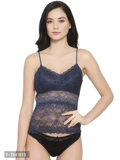 Quttos Women's Poly Cotton Lightly Padded Bralette Bra with Removable Pads (Blue, Free Size)