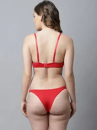 Stylish Red Solid Bra And Panty Set For Women-thumb1