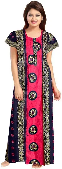 Elegant Multicoloured Cotton Printed Nighty For Women Pack Of 2-thumb1