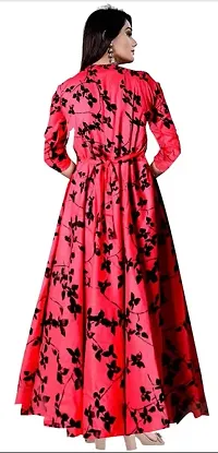 Stylish Red Viscose Rayon Printed Stitched Ethnic Gowns For Women-thumb1