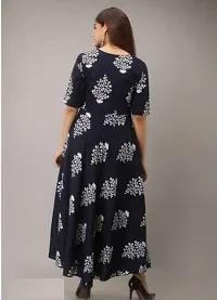 PinkCity Products Women's Anarkali Printed Full Long Gown Dress Kurti for Casual and Work wear for Women and Girls(Kurti-22-dark Blue-L)-thumb1