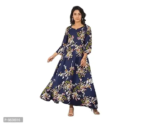 PinkCity Products Presents Beautiful Printed Full Long Blue Kurta for Casual and Work Wear for Women and Girls (XX-Large)-thumb0