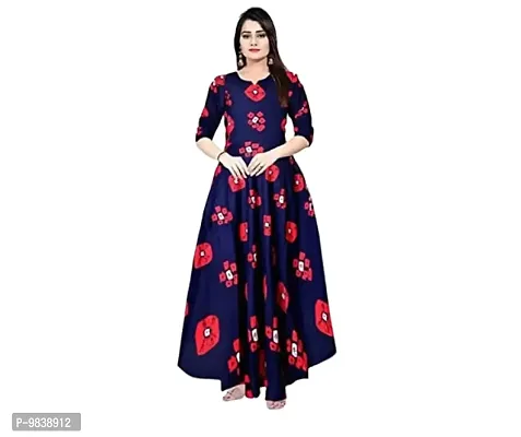PinkCity Products Presents Beautiful Printed Full Long Dark Blue Kurta for Casual and Work Wear for Women and Girls (Large)
